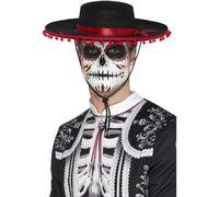 Day of the Dead Senor Hat, Black & Red