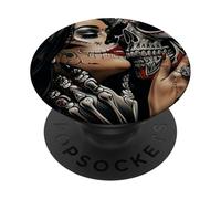 Day of The Dead Skeleton Girl Love PopSockets PopGrip Adhesivo