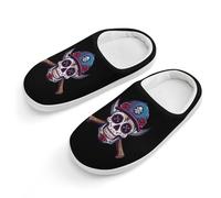 Day of The Dead Skull Oakland - Pantuflas de algodón para niños, zapatos de casa para dormitorio, interiores y exteriores, Estilo blanco, 28/29 EU