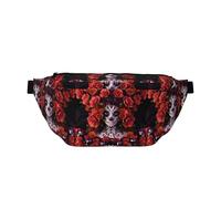 Day of The Dead Sugar Roses - Riñonera ajustable para hombres y mujeres, correr, senderismo, escalada, gimnasio, bicicleta estática, etc., Black, Talla única
