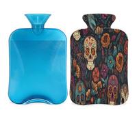 Day of The Dead Sugar Skull - Bolsa de agua caliente con tapa, bolsa de agua caliente de 2 litros para aliviar el dolor, cuello y hombros, calentador de manos y pies