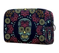 Day of The Dead Sugar Skull - Bolsa de cosméticos para mujer, neceser de viaje, grande, práctica bolsa organizadora con cremallera, multicolor, 18.5x7.5x13cm/7.3x3x5.1in, Neceser