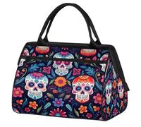 Day of The Dead Sugar Skull Bolsa de deporte de viaje para mujeres y hombres, bolsa de lona impermeable de gran capacidad, bolsa de transporte para gimnasio, viajes, actividades al aire libre