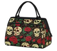 Day of The Dead Sugar Skull - Bolsa de gimnasio para hombres y mujeres, bolsa de viaje deportiva impermeable para fin de semana, bolsa de viaje ligera para equipaje de mano