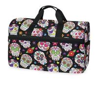 Day of The Dead Sugar Skull - Bolsa de viaje de Halloween para hombres, mujeres, niños, niñas, adolescentes, bolsa de gimnasio deportiva de gran tamaño con compartimento para zapatos, bolsa de