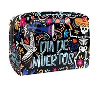 Day of The Dead Sugar Skull Bones - Bolsa de cosméticos para mujer, bolsas de aseo de viaje, bolsa grande de PVC para maquillaje, práctica bolsa organizadora con cremallera, multicolor,