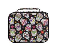 Day of The Dead Sugar Skull - Estuche de lápices de colores de Halloween de gran capacidad para lápices de colores, bolsa organizadora de marcadores, #01, Talla única, Encantador