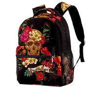 Day Of The Dead Sugar Skull Flower Mochila para computadora portátil Mochilas de viaje Mochila para mujeres Hombres Escuela Estudiantes universitarios Mochila para computadora portátil de 15 pulgadas
