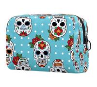 Day of The Dead Sugar Skull - Neceser de viaje para mujer, bolsa organizadora de maquillaje grande con cremallera, multicolor, 18.5x7.5x13cm/7.3x3x5.1in, Neceser