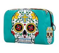 Day of The Dead Sugar Skull - Neceser de viaje para mujer, bolsa organizadora de maquillaje grande con cremallera, multicolor, 18.5x7.5x13cm/7.3x3x5.1in, Neceser