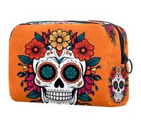 Day of The Flower - Bolsa de cosméticos para mujer, neceser de viaje, bolsa organizadora de maquillaje grande con cremallera, multicolor, 18.5x7.5x13cm/7.3x3x5.1in, Neceser
