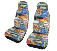Day On The Farm Spring Pick-Up Truck Floral Fundas para asientos de auto Asientos delanteros Fundas para alfombrillas de auto Juego de 2 Accesorios para automóviles Protector interior para mujeres A