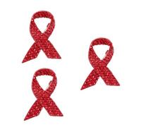 Day Ribbon Signs Brooches Hat Breastpin Awareness Lapel Clothes Pins Alloy Brooch Pin Rhinestones Red