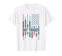 Day Trader Bandera de Estados Unidos Crypto & Stock Trading Lover USA Camiseta gráfica económica, Hombre, Blanco, S