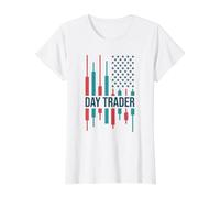 Day Trader Bandera de Estados Unidos Crypto & Stock Trading Lover USA Camiseta gráfica económica, Mujer, Blanco, XL