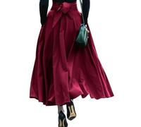 DayaEmmoTQ Falda de Talle Alto Retro con Busto de Moda Swing Sexy Falda Paraguas Larga Bolsillo con Abertura Lateral