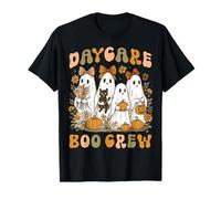 Daycare Boo Crew Halloween Teacher Cute Floral Ghost Mujer Camiseta