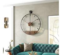 DAYDAYART Reloj de Pared Moderno con Esfera de Madera de Nogal, Gran decoración de Pared Simple, Marco de Metal, silencioso, sin tictac, para Sala de Estar, Cocina, Dormitorio, decoración de Estudio