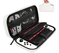 daydayup Funda para Switch compatible con Nintendo Switch/Switch OLED, funda de transporte con 20 cartuchos de juego, funda protectora rígida de viaje para consola Nintendo Switch y accesorios, White,