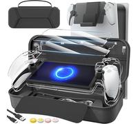 daydayup Juego de accesorios 14 en 1 compatible con PlayStation Portal Remote Player, bolsa de transporte y soporte para percha con 2 protectores de pantalla y 4 asas para pulgar, paquete de