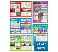 Daydream Education - Juego de 5 pósteres de geografía, papel brillante de 850 mm x 594 mm (A1), carteles de geografía para aula, gráficos de educación