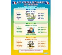 Daydream Education Les Verbes Réguliers au Présent | Carteles de aprendizaje de idiomas | Papel laminado brillante de 850 mm x 594 mm (A1) | Tablas de segundo idioma para el aula | Gráficos educativos