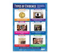 Daydream Education Tipos de Evidencia | Carteles de Historia | Papel brillante de 850 mm x 594 mm (A1) | Carteles de Historia para el aula | Gráficos educativos