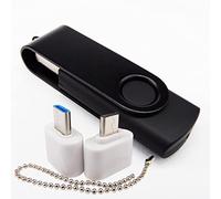 Dayfeeby Mini capacidad USB Flash Drive Memory Sticks Thumb Drives with 1 OTG (Micro USB) and 1 TYPE-C (USB-C) Adapter for Mobile Phone (Negro 4GB)