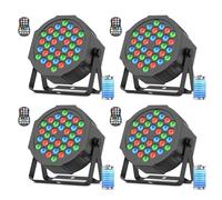 DayFlicker Foco LED con Batería 36 LED, 4PCS Luz RGB Recargable y Temporizada Escenario de Fiesta con Batería de 5000 mAh, Remoto 7CH Maestro-Esclavo Auto para Festival Escenario Iluminación Al Aire