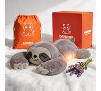 DAYHERB Animales de Peluche con Peso, Gato Negro, 23 Pulgadas, Lavanda, Apto para microondas, Regalo para niños y Adultos (Gris Perezoso de 3 Hojas)