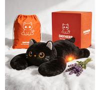 DAYHERB Animales de Peluche con Peso, Gato Negro, 23 Pulgadas, Lavanda, Apto para microondas, Regalo para niños y Adultos (1 Gato Negro)