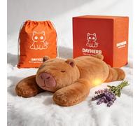 DAYHERB Animales de Peluche con Peso, Gato Negro, 23 Pulgadas, Lavanda, Apto para microondas, Regalo para niños y Adultos (2 café)