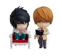 DAYIYUE Death-Note 2 piezas L Light Yagami 10 cm articulación móvil con accesorios, figura de acción, estatua de anime Kira L, reemplazo de cara y piezas, figuras de PVC, modelo para exhibición diaria