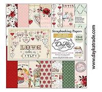 Dayka Trade Papel Scrap Love Makes US Fly 12+2 30x30 CM, Multicolor, Regular