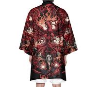 DAYKET Cárdigan Tipo Kimono Para Hombre, Bata de Baño Japonesa, Bata de Verano, Ligera, Cómoda, Camisón,Black-3XL