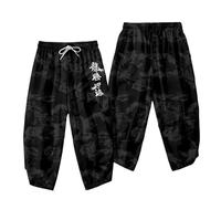 DAYKET Cárdigan Tipo Kimono para Hombre Pantalones de Pierna Ancha Ropa de Calle a La Moda con Dragón Bata Tipo Kimono Japonés Pantalones Traje Informal Haori Tradicional,Pant-M