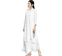 DAYKET Conjunto de Ropa de Tai Chi para Mujer, Traje Tradicional Chino de Kung Fu, Algodón y Lino, Mangas Tres Cuartos, Uniforme de Artes Marciales para Meditación Zen Wing Chun,White-XXL