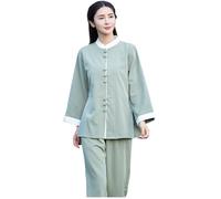 DAYKET Ropa de Tai Chi para Mujer, Conjunto de Ropa de Meditación Zen, Ropa de Kung Fu Chino, Traje de Tai Chi de Artes Marciales,Green-M
