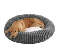 DAYKETNE Cama para Perros con Forma de Donut, Redonda y Grande, para Perros Grandes, Medianos y Pequeños, Nido Cálido para Cachorros, Cojín Lavable para Dormir,Darkgray-120cm