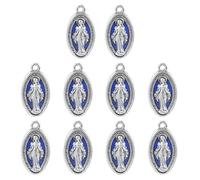 DAYLIGHE 10 colgantes retro de la Virgen bendita, dije ovalado, pieza de joyería católica, para rosario, talla única, como se describe, como se describe