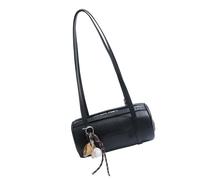 DAYLIGHE Bolso de hombro cilíndrico de cuero suave vintage para mujer, bolso cruzado de moda de invierno 2025, bolso cruzado de piel sintética para las axilas, bolsa cruzada de lujo, Black, One Size