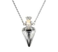 DAYLIGHE Collar de botella de vial de corazón transparente para cadena de acero para hacer un deseo para mujer, collar de vial de sangre