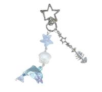 DAYLIGHE Elegante adorno colgante de concha de delfín, elegante llavero de concha de delfín marino para declaración de moda individualizada