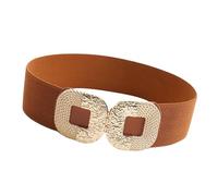 DAYLIGHE Elegante cinturón elástico con hebillas cuadradas para mujer, vestidos, corsé de tela tejida, correa ancha, accesorios de moda, cintura ancha para vestido camisero, marrón claro, Talla única