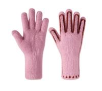 DAYLIGHE Guantes cálidos de invierno de diseño simple con hilo de imitación cálido, tejido a mano para mujeres y niñas, para exteriores, para clima frío, polvo de melocotón, Talla única