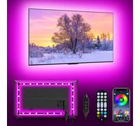 Daymeet Luces LED de TV, luces de TV para sincronización de música de 43 a 65 pulgadas, retroiluminación LED RGB que cambian de color con control remoto por aplicación, tira de luces LED para