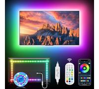 Daymeet Retroiluminación LED, luces de sincronización de música RGB de 9.8 pies para TV de 32 a 60 pulgadas detrás, color arcoíris con control remoto por aplicación, tira de luces USB para decoración