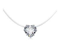 Dayoff - Collar transparente con colgante de circonita y corazón, para mujer, con colgante de amor, pesca, collar invisible, collar Clavicel cadena N22 útil tratado.