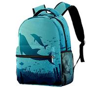Daypack Delfino dell'oceano Mochila Infantil Impermeable Bolsa para la Escuela Impresión Creativa Mochila de Viaje para Niños y Niñas 25.4x10x30 CM