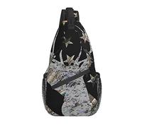 Daypack Sling Bag Black White Checked Lotus Chest Bag Diagonally Classic Crossbody Bandolera